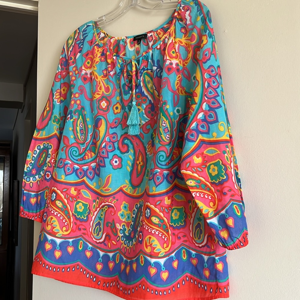Talbots multicolor tie-front tunic - Picture 4 of 15